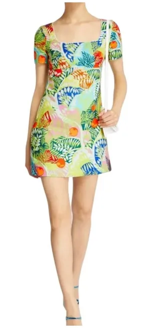 STAUD Sandra Linen Mini Dress Capri Tree thumbnail 1