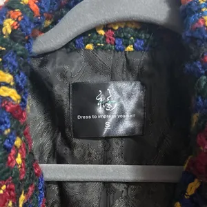 💖Colorful Plaid Woven Yarn Fringe Heavyweight Jacket Dopamine Artsy‎ Maximalist thumbnail 8