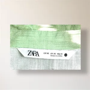 ZARA Green Cream Ikat Oversized Beaded‎ Collar Linen Blend Boho Coastal Shirt XS thumbnail 7