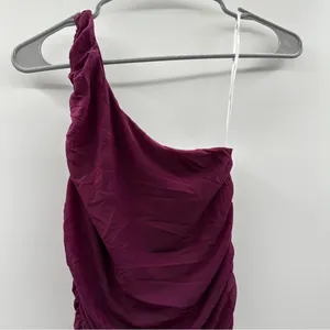 Lulus Already RSVP'd Plum Purple Ruched‎ One-Shoulder Bodycon Dress Sz S NEW thumbnail 4
