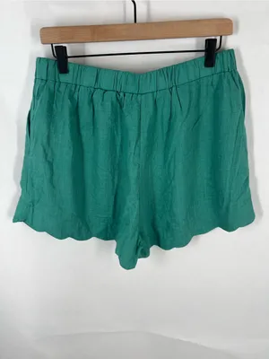Umgee USA Teal Linen Blend Scallop Hem Shorts Size XL NWT thumbnail 5