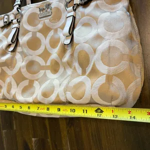 Vintage Coach Madison OP Art CC Logo Tote Shoulder Tan Signature Canvas Y2K Bag thumbnail 14