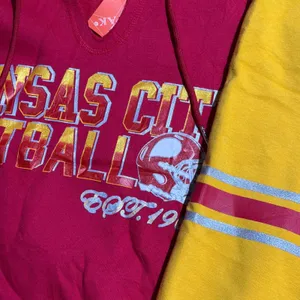 NWT Kansas City Chiefs Simapak Colorblock‎ Hoodie Red Gold Vintage Style Large thumbnail 4