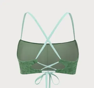 BERLOOK Dark Green Jacquard X Cross Bikini TOP ONLY 32 thumbnail 8