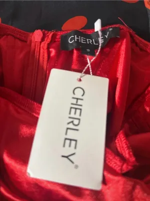 Strapless Red Satin Wide-Leg Jumpsuit thumbnail 4