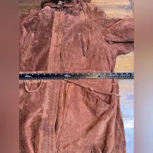 VTG The Legend Of Real Leather Suede‎ Faux Fur Lined Hooded Jacket Parka thumbnail 8