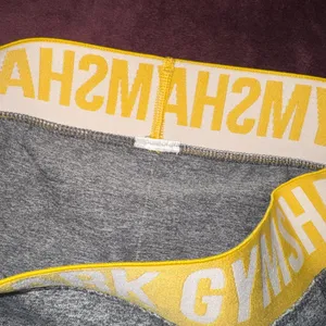 Gymshark Heather Gray Shorts with Yellow Waistband thumbnail 3