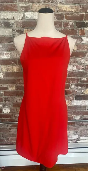 A New Day Women's Red Cowl Neck Sleeveless Mini Slip Dress Medium thumbnail 1