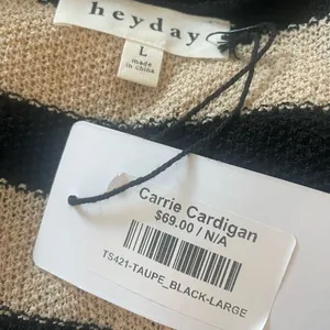 NWT Heyday‎ Black and Beige Striped Cardigan thumbnail 5