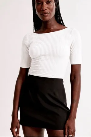 Abercrombie & Fitch Boat Neck Ribbed Low Back Tee thumbnail 1