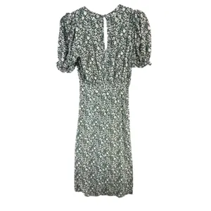 Zara Floral Green‎ Gathered Midi Dress V-Neck Puff Sleeve Cottagecore Prairie XS thumbnail 4