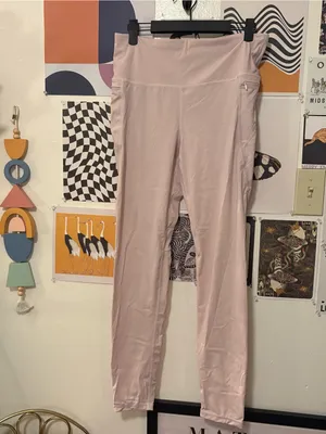 Mono B Blush Pink High Rise Leggings Size Large Zipper Pockets thumbnail 5