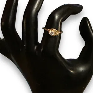 Vintage Simulated Diamond Flower Ring Gold thumbnail 2