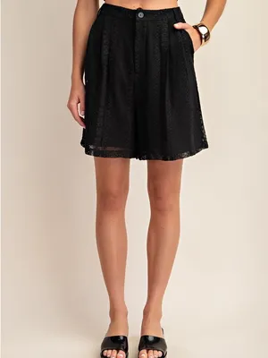 Boutique Black Embroidered Lace Shorts Lined Boho Chic L thumbnail 7