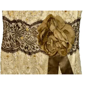 NWT Mandalay Cream Floral Lace Beaded Sequin Mermaid Evening Gown Dress Size 8 thumbnail 4