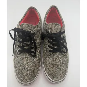 Vans Sneakers Paisley Floral Lace Print Low Top 8.5 Black Tan Streetwear Boho thumbnail 3