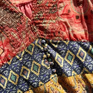 Desigual Maxi Dress Bohemian Paisley Print V Neck Short Sleeve High Low‎ Size 36 thumbnail 11
