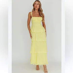 Selfie Leslie Provence Bloom Tiered Maxi Dress in Yellow Medium thumbnail 2