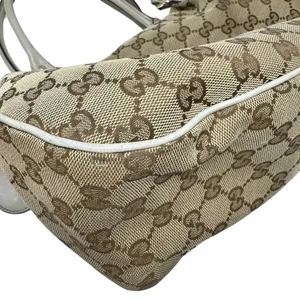Gucci Sukey Medium Tote Monogram Canvas White Trim Pleated Handbag Charm thumbnail 8