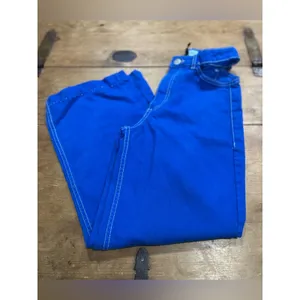 ZARA Cutout Waist Wide Leg Jeans Blue High Rise Size 0 Trendy Statement Denim thumbnail 2