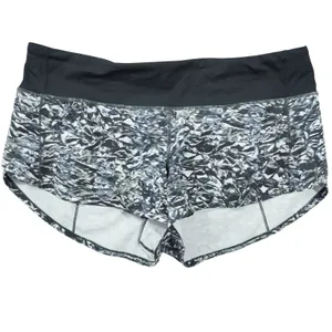 Lululemon Women's Size 8 Speed Up Shorts Black White‎ Abstract Print Running thumbnail 3