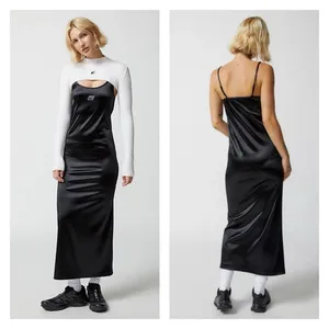 Urban Outfitters iets frans Satin Maxi Dress Women's‎ S Black Sleeveless Y2K thumbnail 9