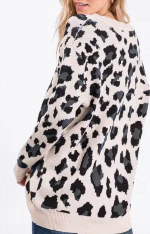 Oversized Leopard Print Sweater Multi thumbnail 3
