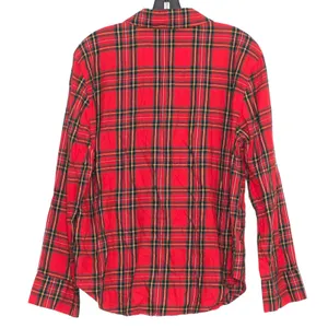 NWT Victorias Secret Pajama Top Cottage Dark Academia Button Up Plaid Red Medium thumbnail 2