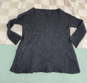 Free People 100% Cashmere Ribbed Knit Sweater Gray Small thumbnail 1