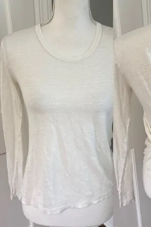 ALC Frank Womens Scoop Neck Solid 100% Linen Cropped Wrap Shirt White Size XS thumbnail 1