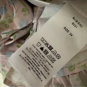 GANNI Ruffled floral-print‎ cotton mini dress Pastel Blue Pink Size 34 thumbnail 9