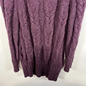 Free People Plum Purple Cable Knit Button Front Cardigan Sweater Small Boho‎ thumbnail 13