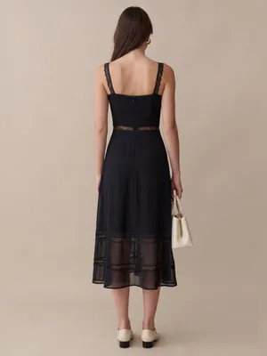 NWT o.p.t Katelina Dress size 0 Black Few Moda lace midi button up thumbnail 4