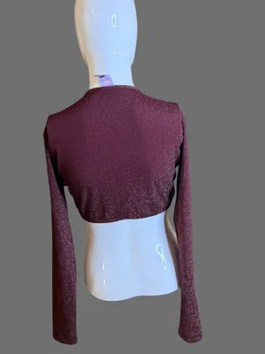 Savage X Fenty Sparkle Tie-Front Crop Top - Burgundy thumbnail 5