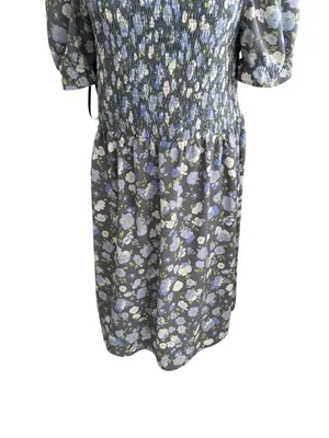 ANN TAYLOR LOFT Blue Floral Smocked Sundress Size Large thumbnail 3