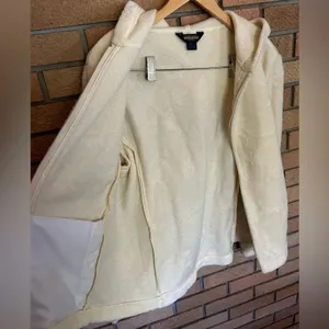 Woolrich Patterned Hooded Fleece Jacket Women’s Size Medium White/Cream Colored thumbnail 2