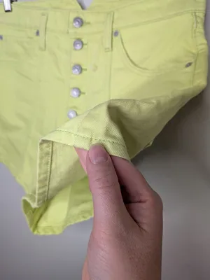 Levi's High Waisted Mom Denim Jean Shorts Button Fly Lime Green Size 31 thumbnail 6