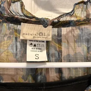 Natural Life Floral Sheer Romantic Boho Dress with Slip‎ Lining Small Blue Brown thumbnail 3