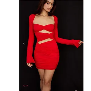 House of CB Camille Long‎ Sleeve Silk Blend Cutout Minidress Size Small thumbnail 3
