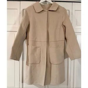 Collared beige wool blend lady jacket peacoat size small thumbnail 3