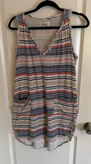Anthropologie Porridge Striped Sleeveless Shift Dress Size Small thumbnail 1