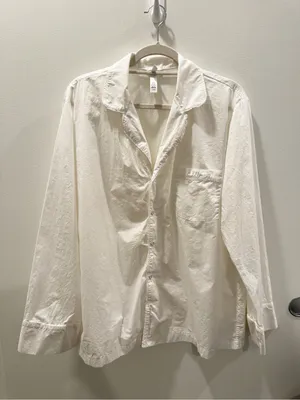 Skims White Poplin Sleep 100% Cotton Button Up Shirt Size Large thumbnail 2