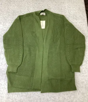 Universal Thread Green Cotton Shaker Stitch-Open Cardigan Sweater Small…. thumbnail 1