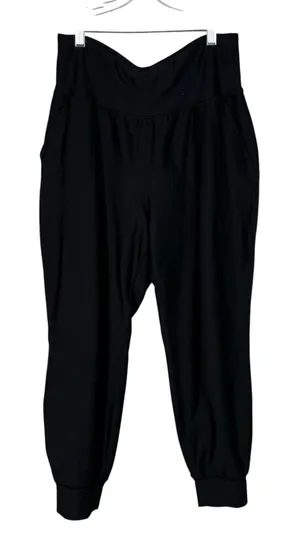 Old Navy Powersoft Go-Dry High Rise Leggings Jogger Pants Black L Pockets Gym thumbnail 1