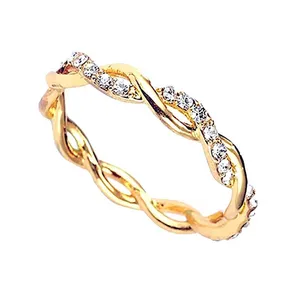 NEW 14k‎ Gold Plated Sterling Simulated Diamond Eternity Band Ring, Size 7.5 thumbnail 2
