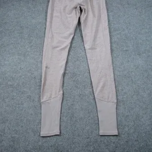 Alo XS Yoga Alosoft Goddess Leggings High Waist Heathered Beige Tan Ribbed thumbnail 6