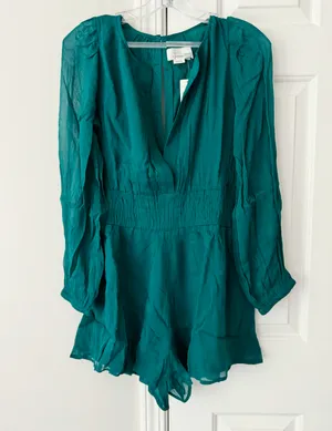 Anthropologie The Somerset Deep-V Long Sleeve Romper, Size XS thumbnail 7