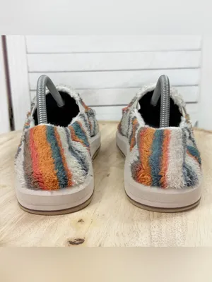 Sanuk Donna ST Striped Sherpa Fleece Slip On Loafers Shoes Beige Multi Women 9 thumbnail 7
