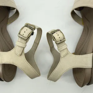 Crocs Leigh II Ankle Strap Wedge Sandal Beige Tan Women 10 Y2K Comfy Beach Vacay thumbnail 8