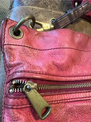 Fossil Red Pink Distressed Leather Crossbody Messenger Bag Large Boho thumbnail 14